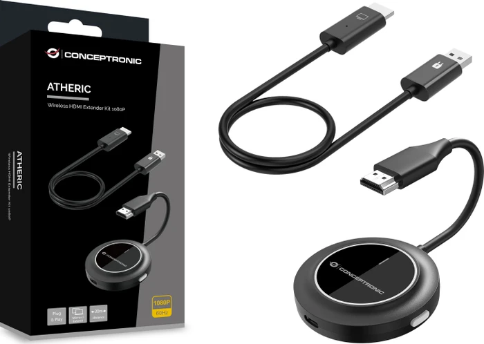 Conceptronic ATHERIC02B HDMI, Wireless Extender Kit Extender Set