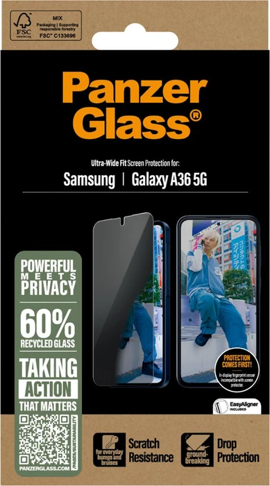 PanzerGlass Privacy Screen Protector Ultra-Wide Fit für Samsung Galaxy A36 5G