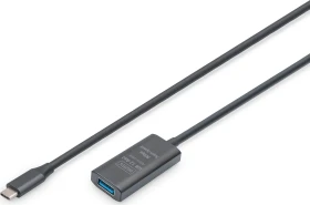 Digitus USB 3.0 aktives Verlängerungskabel, USB-C [Stecker] auf USB-A [Buchse], 5m schwarz (DA-73110)