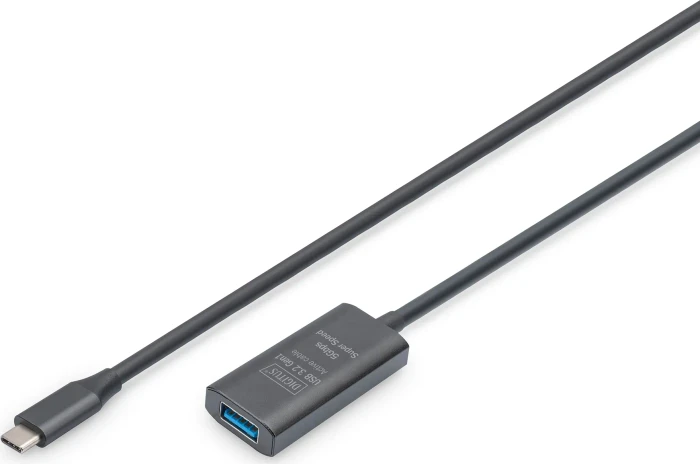 Digitus USB 3.0 aktives Verlängerungskabel, USB-C [Stecker] auf USB-A [Buchse], 5m schwarz