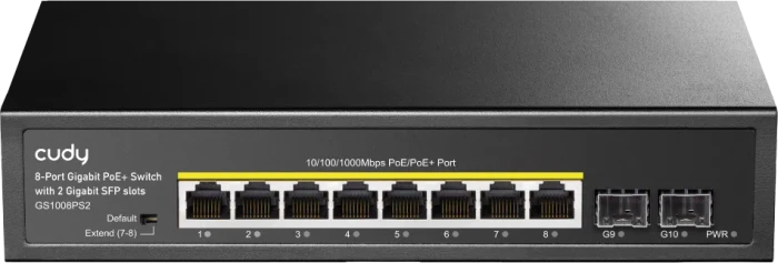 Cudy GS100 Series Rackmount Gigabit Switch, 8x RJ-45, 2x SFP, PoE+