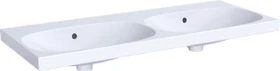 Geberit Acanto Doppelwaschtisch 120x48cm, ohne Hahnloch, mit Überlauf, weiß/KeraTect