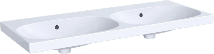 Geberit Acanto Doppelwaschtisch 120x48cm, ohne Hahnloch, mit Überlauf, weiß/KeraTect