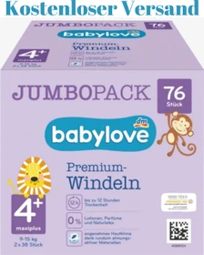 Babylove Premium Gr.4+ maxiplus Einwegwindel, 9-20kg, 76 Stück