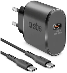SBS Mobile Kit mit 15W Netzladegerät und USB-C/USB-C Kabel schwarz