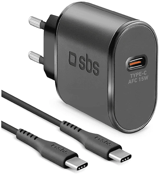 SBS Mobile Kit mit 15W Netzladegerät und USB-C/USB-C Kabel schwarz