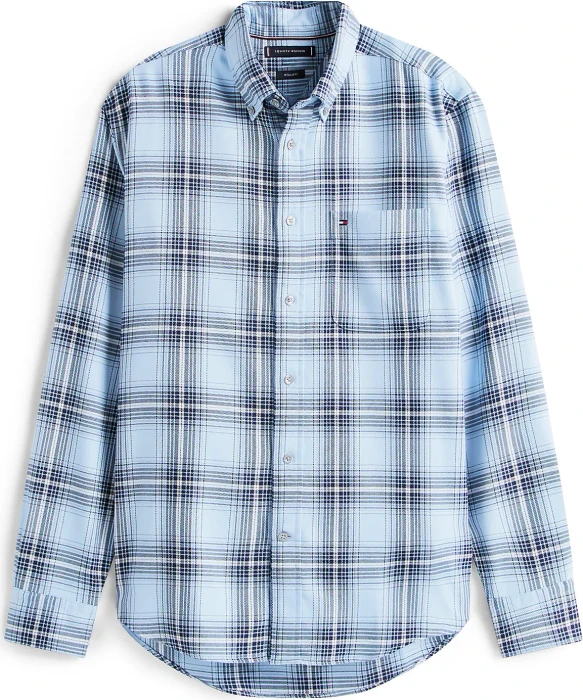 Tommy Hilfiger Regular Fit Twill Karo Hemd langarm light blue heather/check (Herren)