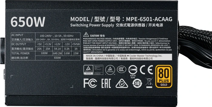 Cooler Master MWE Gold V2 650W, ATX 2.52