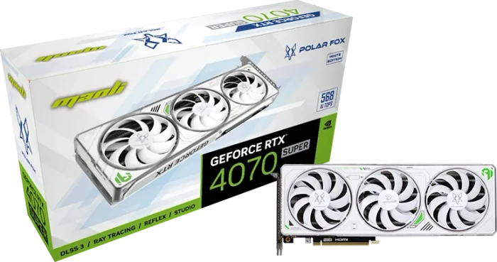 Manli GeForce RTX 4070 SUPER Polar Fox, 12GB GDDR6X, HDMI, 3x DP