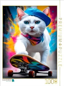 Calvendo Katze beim Outdoorsport - Skateboard fahren