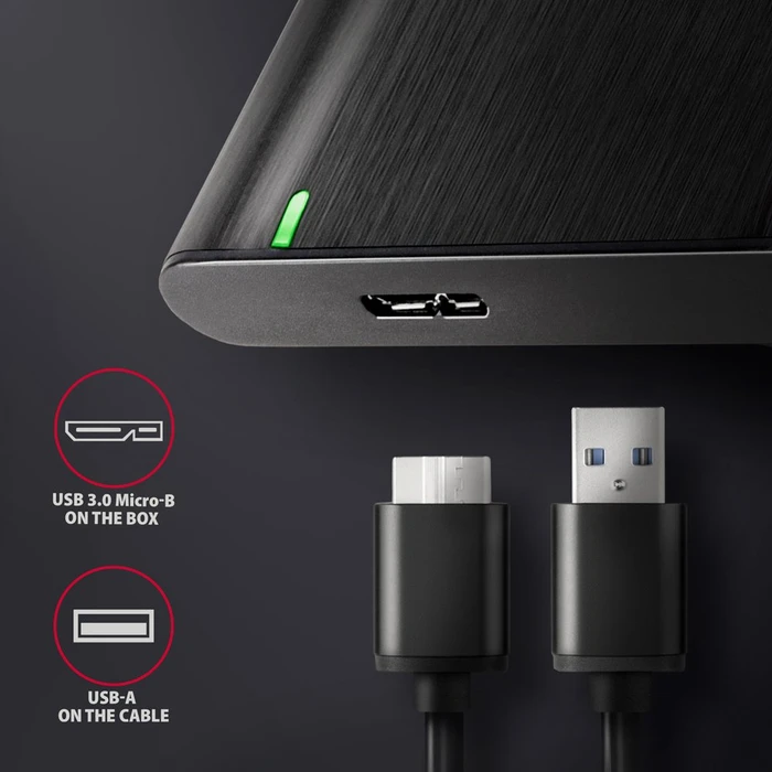 Axagon Raw Box Festplattengehäuse, schwarz, 2.5", USB 3.0 Micro-B