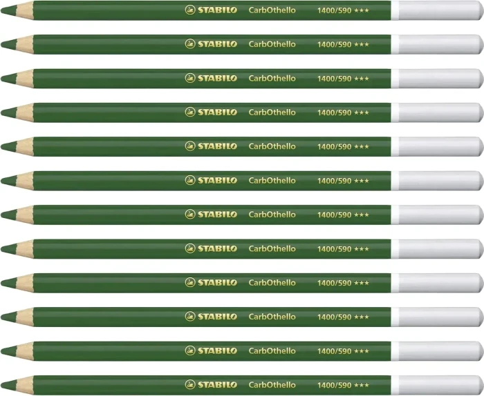 STABILO CarbOthello Kreidestift chromoxidgrün stumpf, 12er-Pack