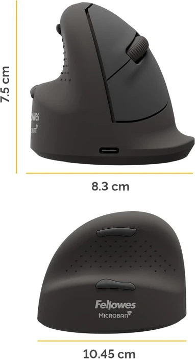 Fellowes Breyta Plus Vertical Mouse, medium, Linkshänder, schwarz, USB/Bluetooth