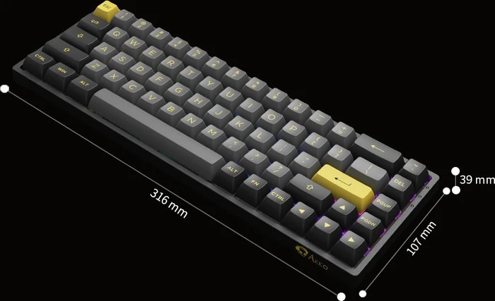 Akko 3068B Plus, Black & Gold, LEDs RGB, CS Jelly PURPLE, USB/Bluetooth, DE