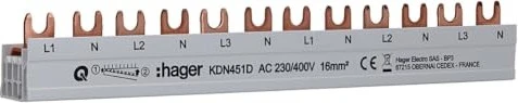 Hager Phasenschiene 3P + N Gabelanschluss 16mm² 12 Module
