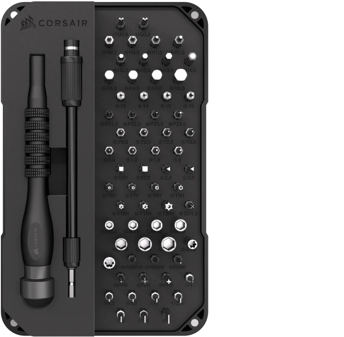 Corsair PC DIY Präzisions-Toolkit Handwerkzeugset inkl. Werkzeugbox, 67-tlg.