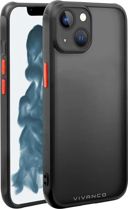Vivanco Frosted Cover für Apple iPhone 14 transparent/schwarz