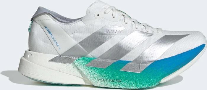 adidas Adizero Adios Pro 4 crystal white/matte silver/glory green (Damen)