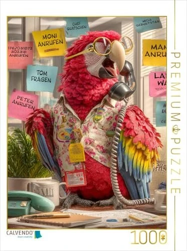 Calvendo Tierpuzzle mit Papagei im Büro - die Quasselstrippe unter den Kollegen sorgt für Gesprächsstoff