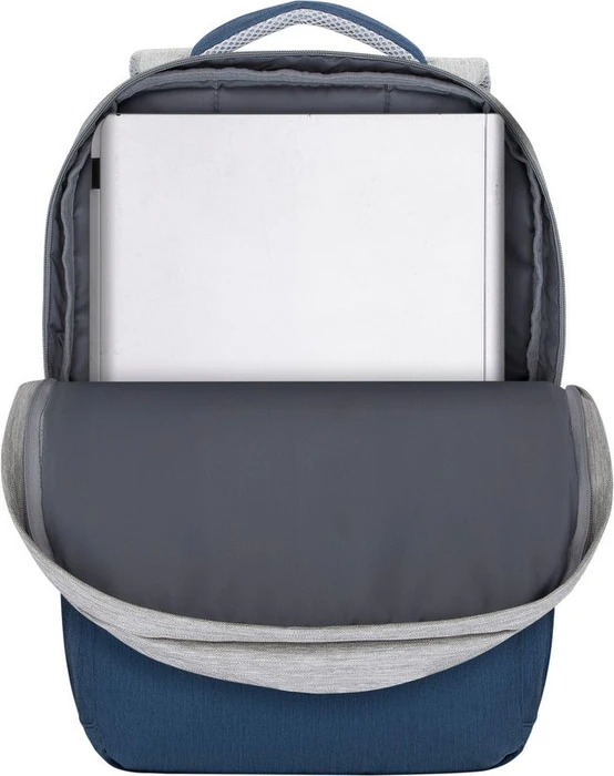 RivaCase Prater anti-theft Laptop Rucksack 17.3", Grey/Dark Blue