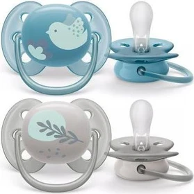 Philips Avent SCF091/15 ultra soft Beruhigungsschnuller, 0-6M, Silikon, vogel/pflanze, 2 Stück