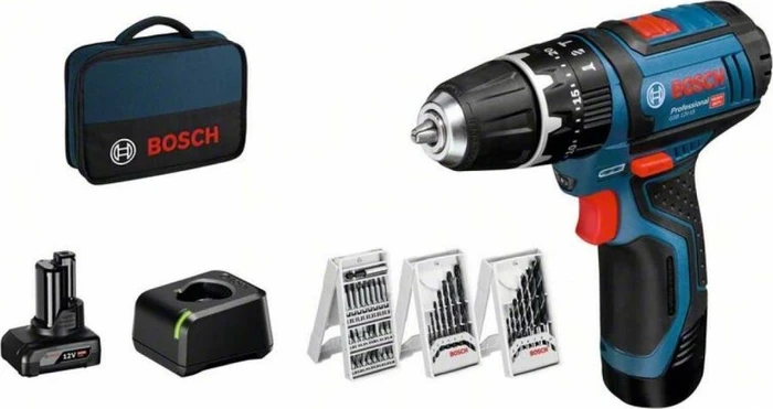 Bosch Professional GSB 12V-15 Akku-Schlagbohrschrauber inkl. 2 Akkus 2.0/4.0Ah + Zubehör