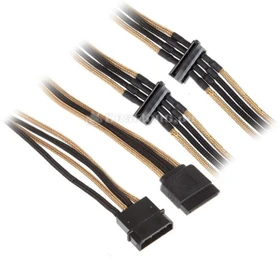 BitFenix Alchemy SATA-Stromadapter 4-Pin [IDE] auf 4x 15-Pin [SATA] 20cm, sleeved gold/schwarz (BFA-MSC-M4SA20AK-RP)