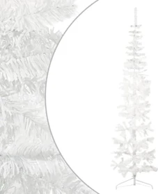 vidaXL Künstlicher Weihnachtsbaum halbrund schlank weiß, 210cm