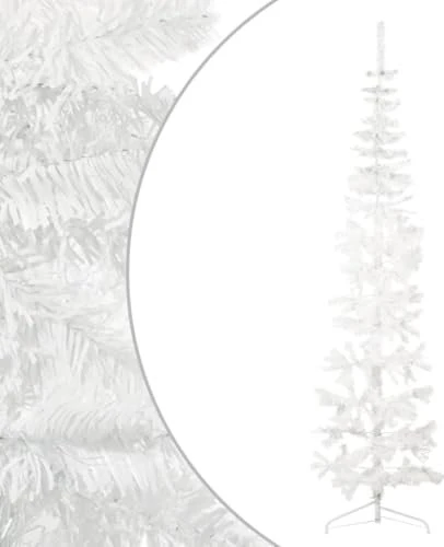 vidaXL Künstlicher Weihnachtsbaum halbrund schlank weiß, 210cm