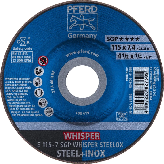 Pferd E 115-7 SGP WHISPER STEELOX Schleifscheibe, 115x7.4x22.23mm, 10 Stück
