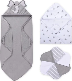 Momcozy Badetuch Elefant 76x76cm grau