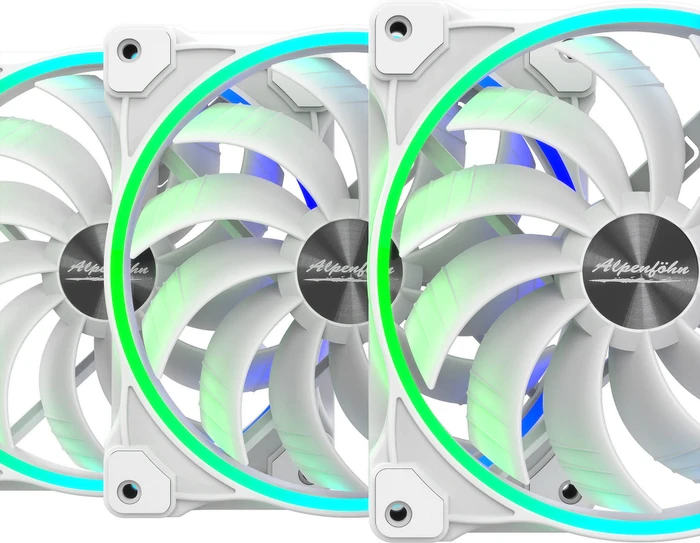 Alpenföhn Wing Boost 3 ARGB White Edition Triple, weiß, LED-Steuerung, Fernbedienung, 140mm, 3er-Pack