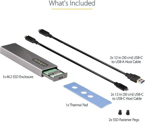 StarTech externes Gehäuse M.2 PCIe/SATA NVMe SSD, USB-C 3.1