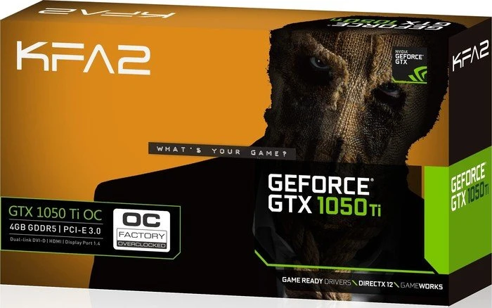 KFA2 GeForce GTX 1050 Ti OC LP, 4GB GDDR5, DVI, HDMI, DP