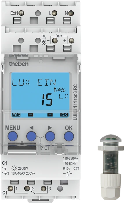 Theben LUNA 111 top3 EL Einbau-Lichtsensor/Dämmerungsschalter, Schaltaktor