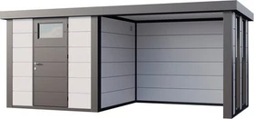 Telluria Classico 2424 Gerätehaus inkl. Anbau 2.84m rechts weiß/grau