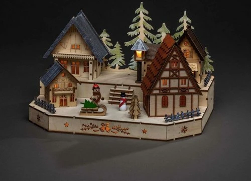 Konstsmide Motiv Holzleuchter Dorf LED 9x warmweiß