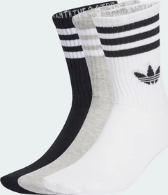 adidas 3-Streifen Crew Socken white/medium grey heather/black, 3 Paare