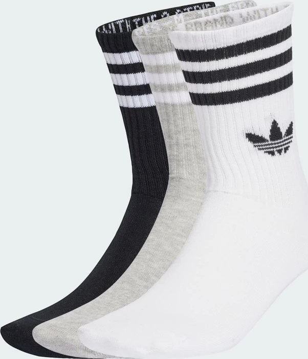adidas 3-Streifen Crew Socken white/medium grey heather/black, 3 Paare