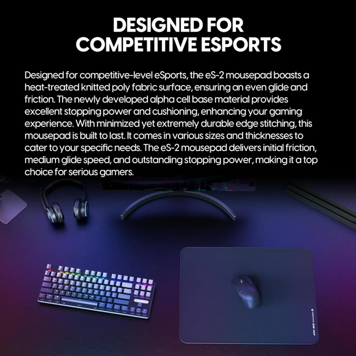Pulsar Gaming Gears ES2 eSports Professional Level Gaming-Mauspad 4mm L, 419x330mm, schwarz