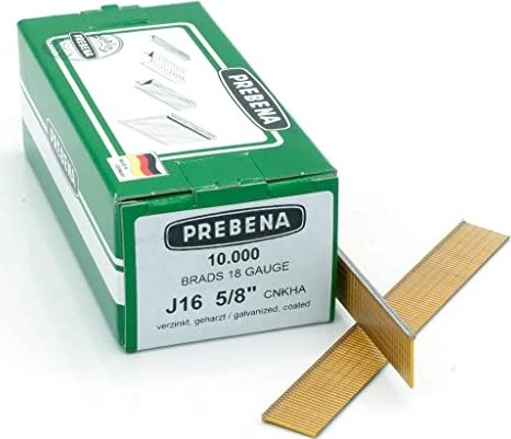 Prebena Typ J Stauchkopf Tacker-Nägel verzinkt geharzt, 16x1.25mm, 10000 Stück