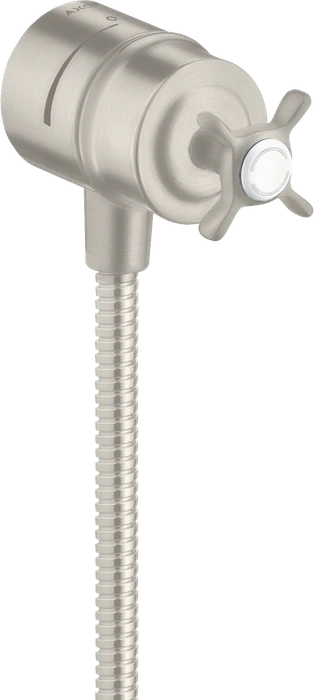 Hansgrohe Axor Montreux Wandanschluss Stop mit Rückflussverhinderer, Absperrventil und Kreuzgriff edelstahloptik