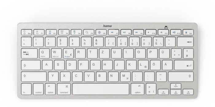 Hama KEY4ALL X510 Bluetooth-Tastatur silber/weiß, Bluetooth, DE