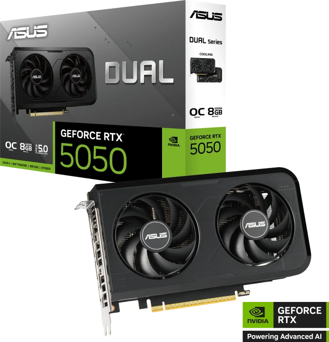 ASUS Dual GeForce RTX 5050 OC, DUAL-RTX5050-O8G, 8GB GDDR6, HDMI, 3x DP