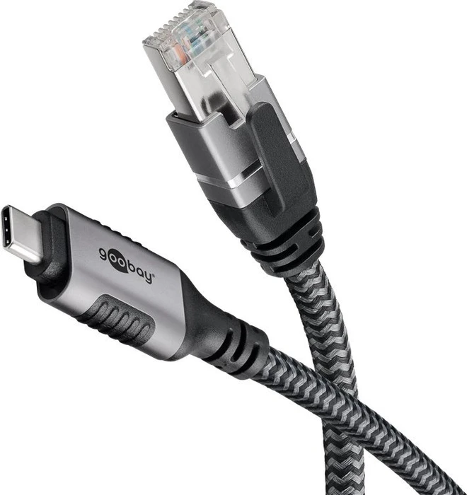 goobay CAT6 U/FTP 2m Ethernet-Kabel LAN-Adapter, RJ-45, USB-C 3.0 [Stecker]