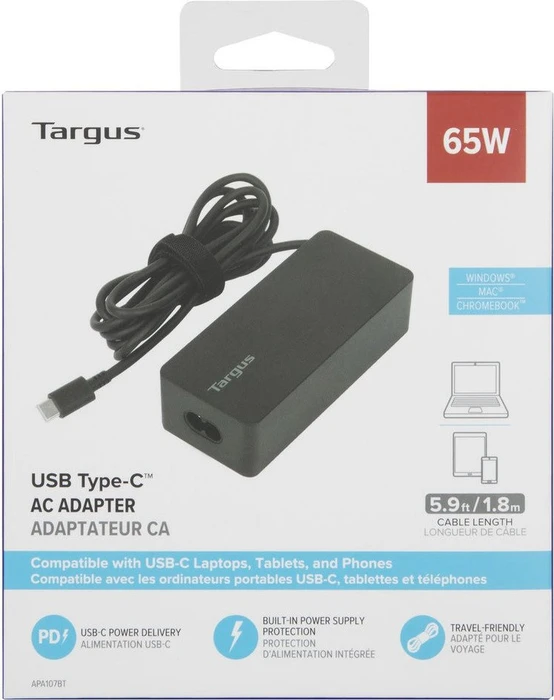 Targus USB-C Netzteil, USB-C-Ladekabel, 65W