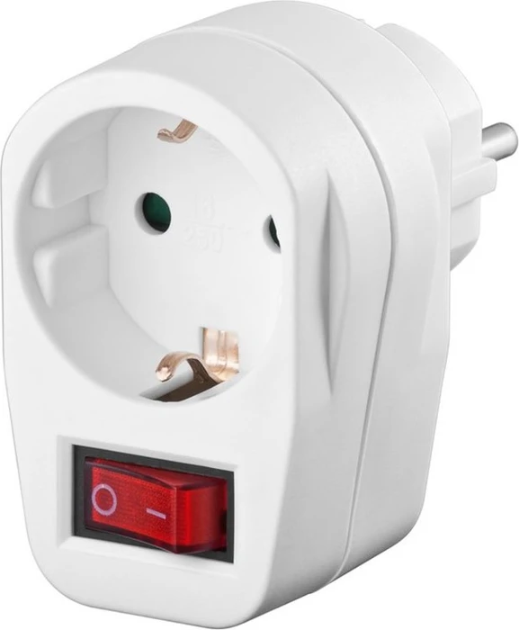 Wentronic Goobay Steckdosenadapter mit Schalter, 1-fach, weiß