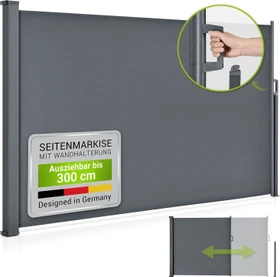 Juskys Dubai Seitenmarkise 300x180cm grau