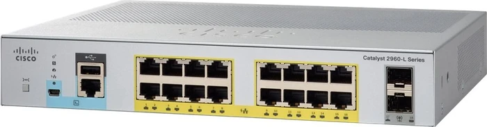Cisco Catalyst 2960-L-SM LAN Lite Desktop Gigabit Smart Switch, 16x RJ-45, 2x SFP, 120W PoE+