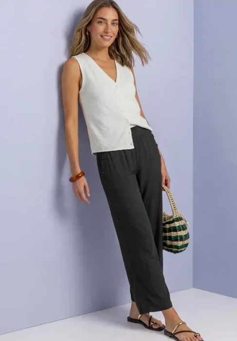 Street One High Waist Wide Leg Hose schwarz (Damen)